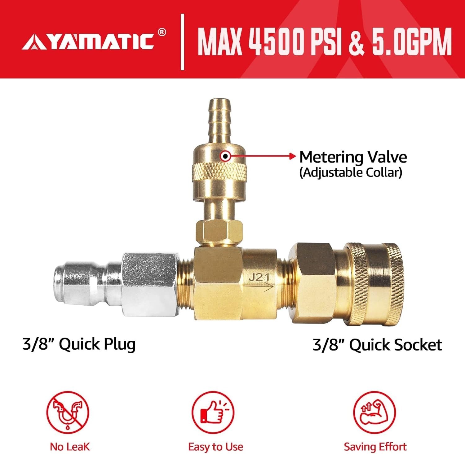 Max 4500 PSI Adjustable Soap Injector with Brass and Stainless Steel Design