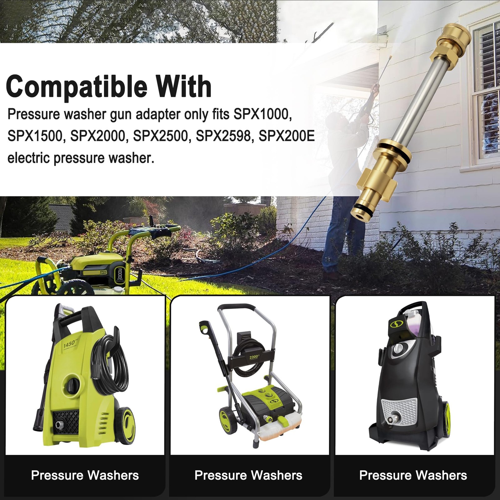 Pressure Washer Gun Adapter For Sun Joe SPX Series 1/4 Inch Quick Connect