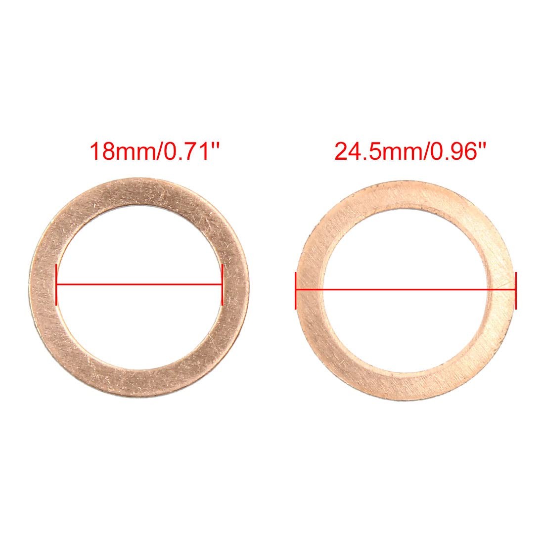 20 PCS 18mm Inner Dia Copper Crush Washers Flat Sealing Gaskets Rings Parts
