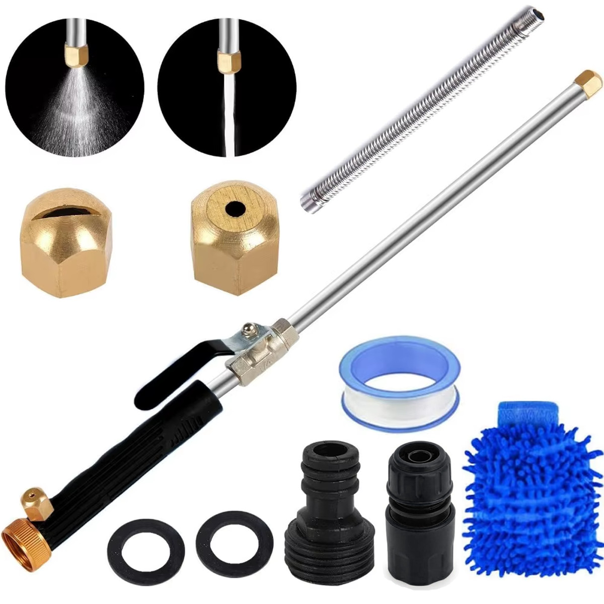 Hydro Jet High Pressure Power Washer Water Spray Gun Nozzle For Car Garden Hose