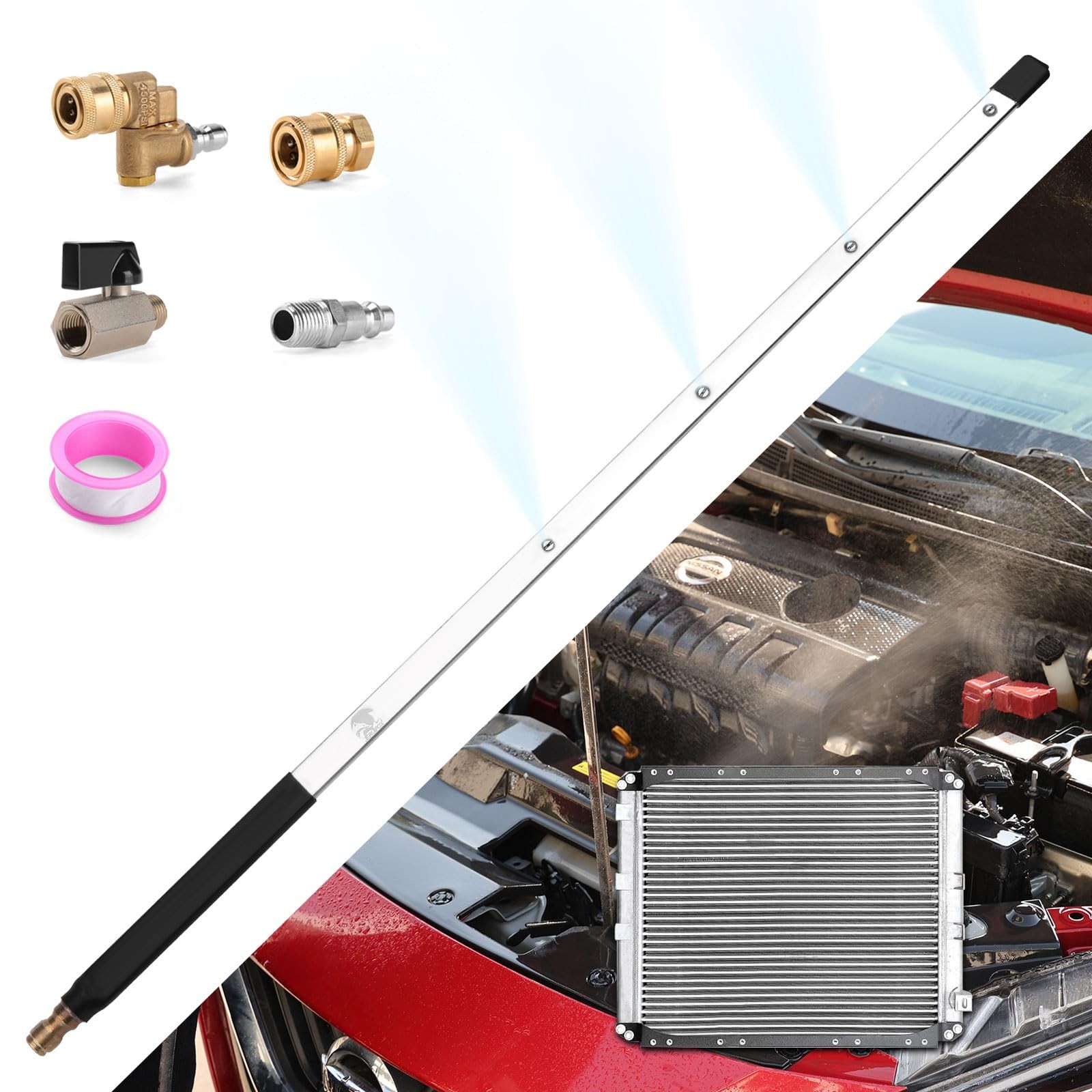 24 Inch Pressure Washer Wand for Car Radiator Cleaning Tools, Dual-Use Radiat…