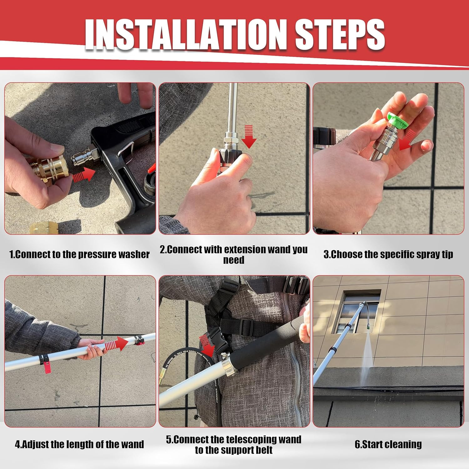 24 FT Pressure Washer Telescoping Wand, Telescopic Spray Power Washer Extension