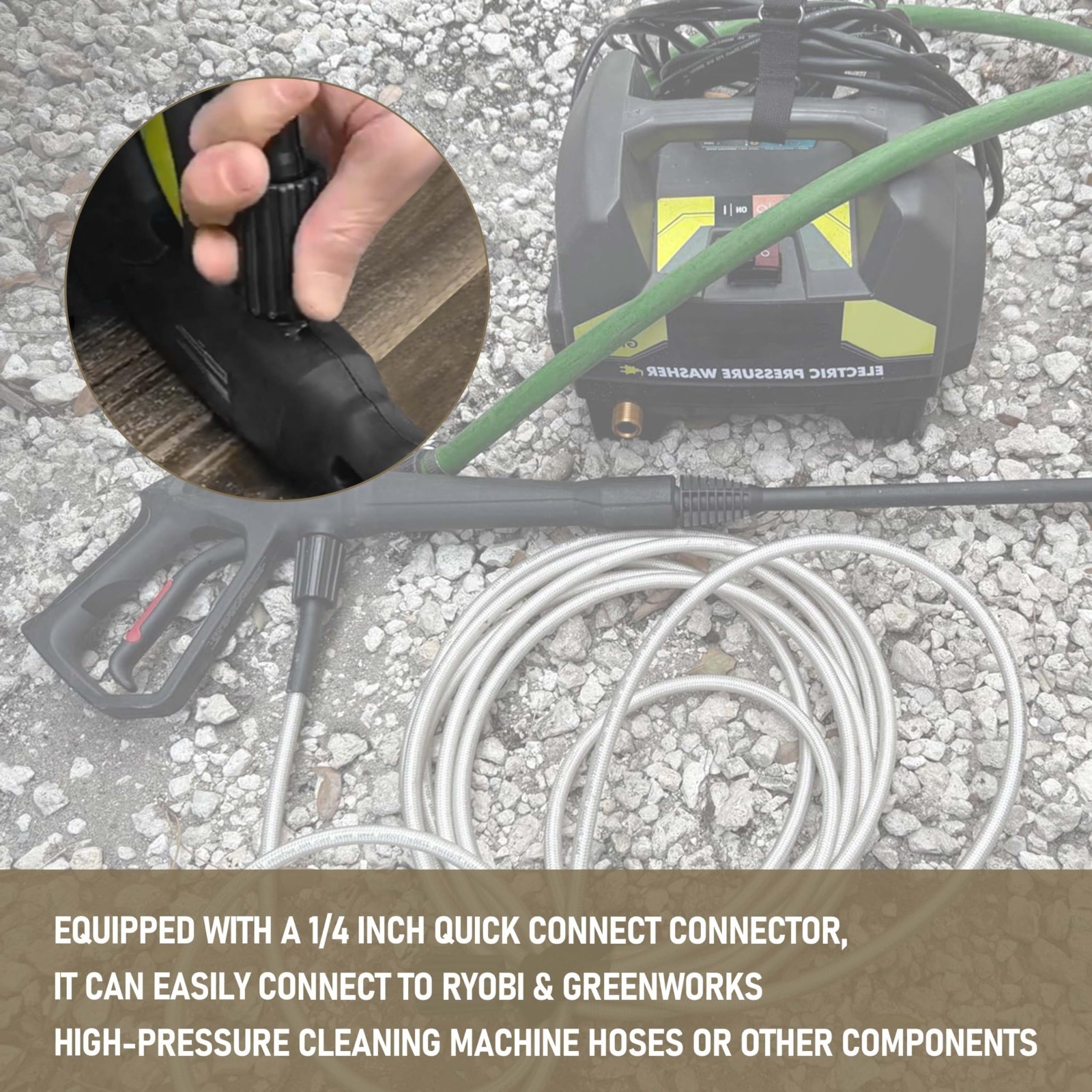 Durable 25ft Pressure Washer Hose – Anti-Kink Braided Replacement for RY14122/RY