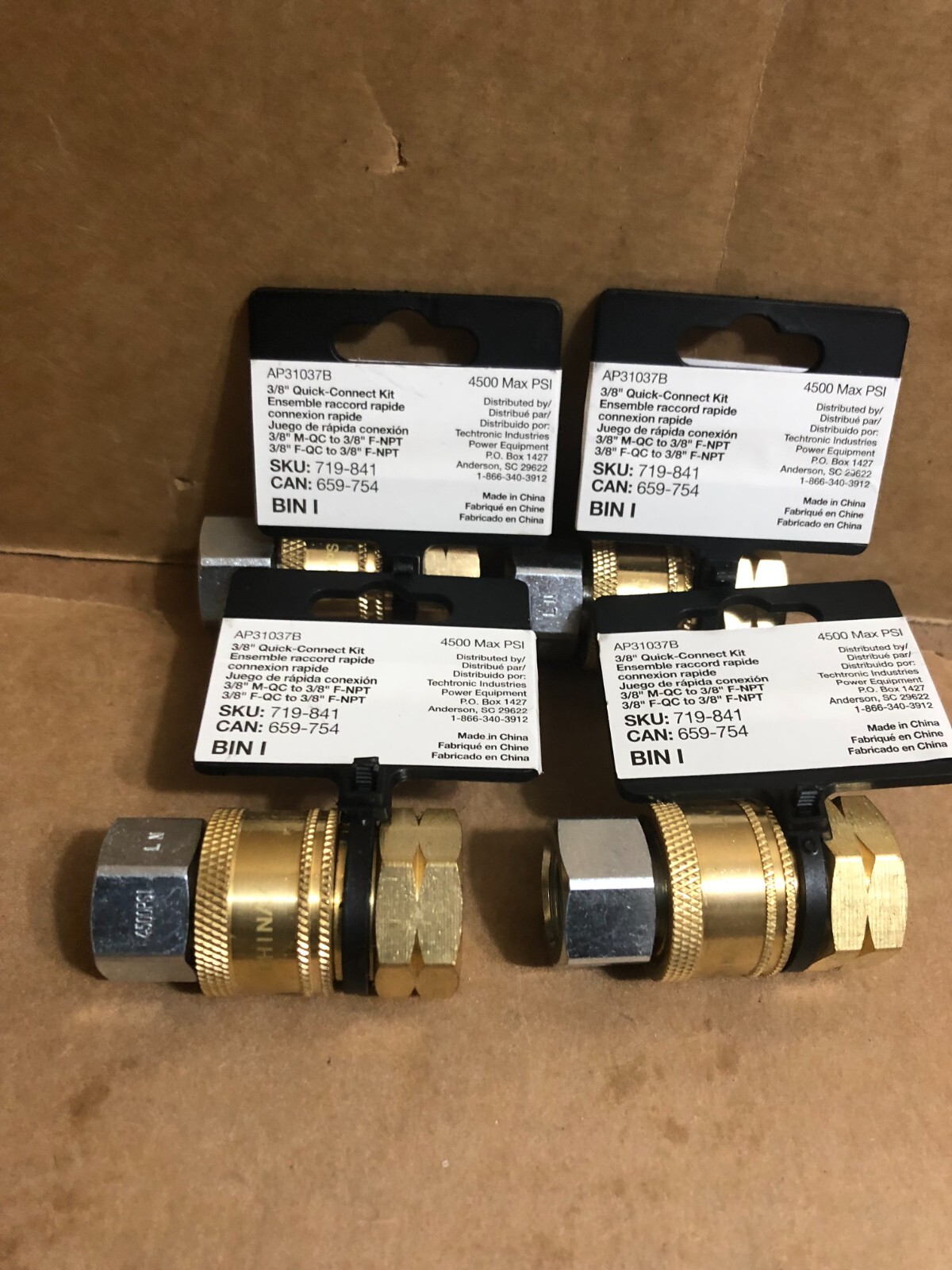 4-PACK POWERFIT 3/8″ MALE QUICK-CONNECT X FEM NPT KIT AP31037B, PRESSURE WASHER