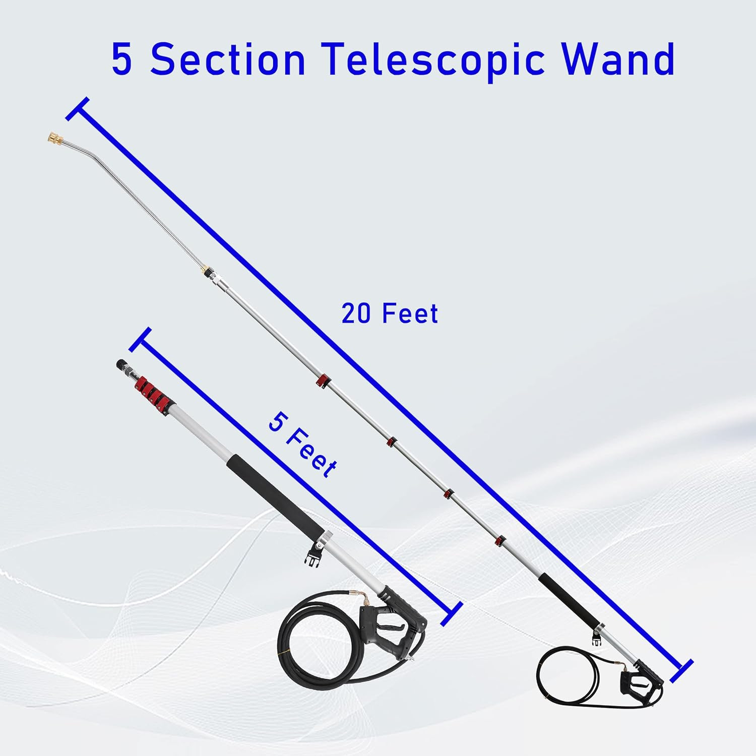 Telescoping Pressure Washer Wand, 20 Feet Aluminum High Power Washer Telescopic