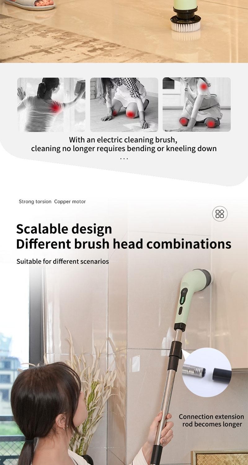 Electric Cleaning Brush 2-gear Electric Rotary Floor Scrubber Wireless Cordless