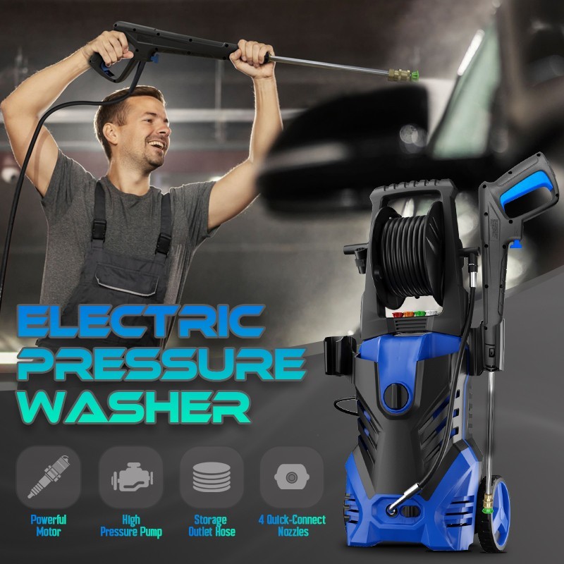 Pressure Washer 4200PSI 2.5GPM, Retractable Hose Reel, 4 Nozzle Tips, for Yard