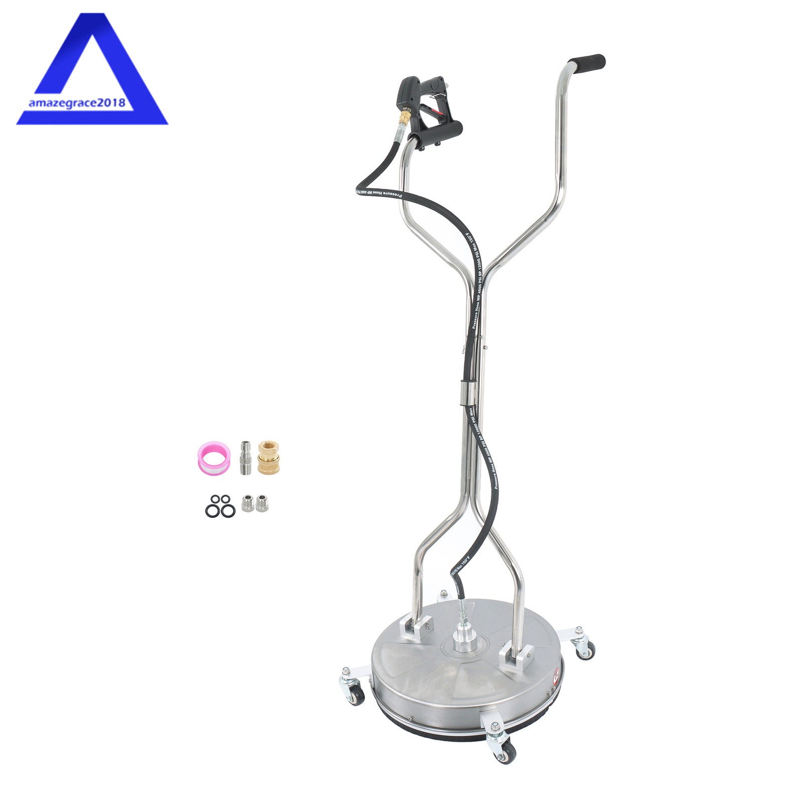6000PSI Dual Handle Quick Connect 18″ Pressure Washer Surface Cleaner w/ 4 Wheel