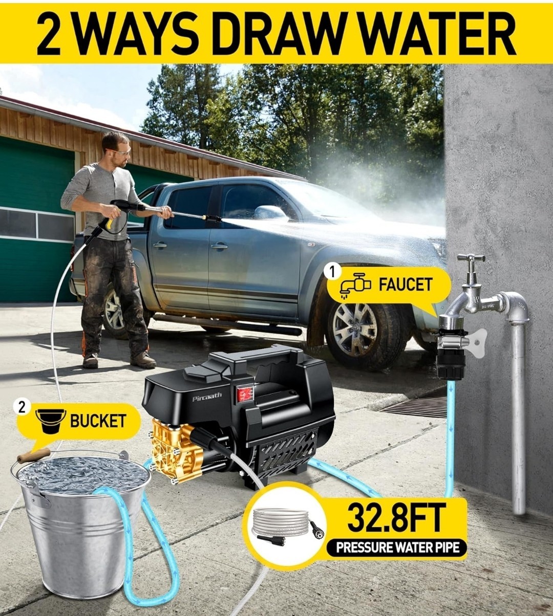 Pircaath Cold Water Corded Electric Pressure Washer 2175 PSI 2.1 GPM Kit