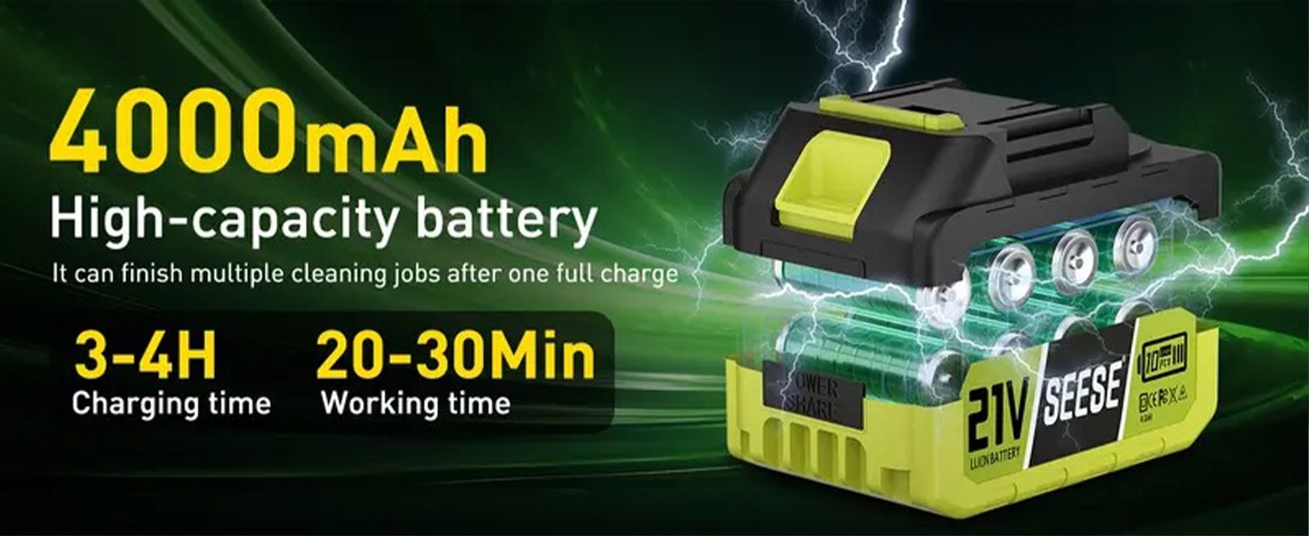 Cordless Pressure Washer Gun 126 PSI Portable Electric 6-in-1 Nozzle for Vehicle
