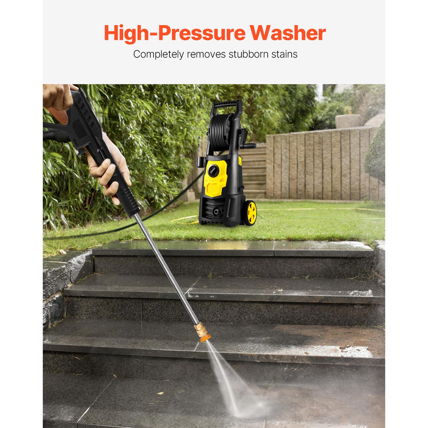 VEVOR Electric Pressure Washer High Pressure Washer 2000PSI 1.76GPM w/ Hose Reel
