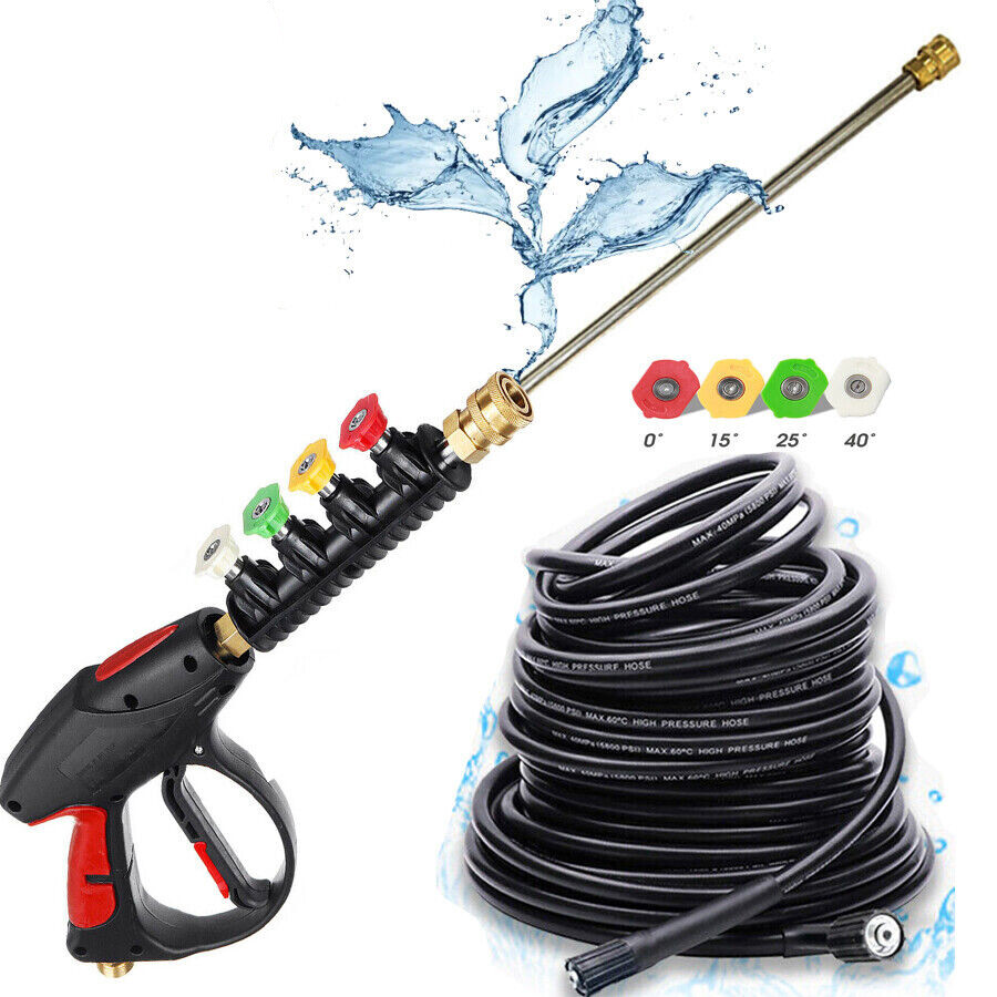 High Pressure 3000PSI Car Power Washer Gun Spray Wand Lance Nozzle and Hose Kit