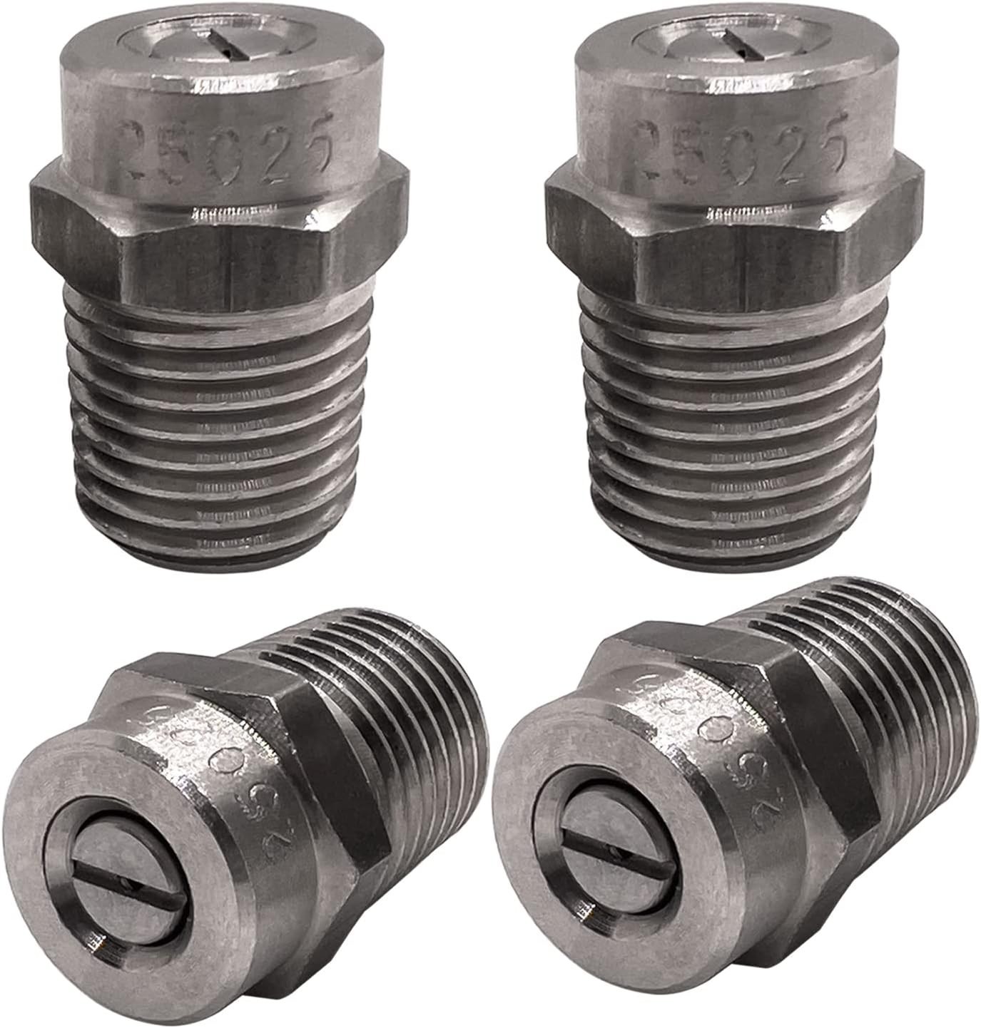 4-Pack Stainless Steel Pressure Washer Nozzle Tips, 4000 PSI, 25° Spray, 2.5 GPM