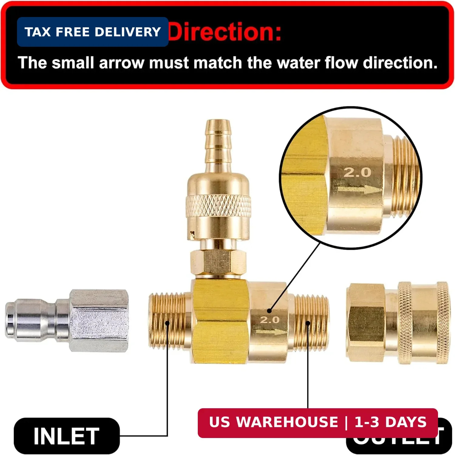 Raincovo Downstream Injector for Pressure Washer, Power Washer Chemical Injector