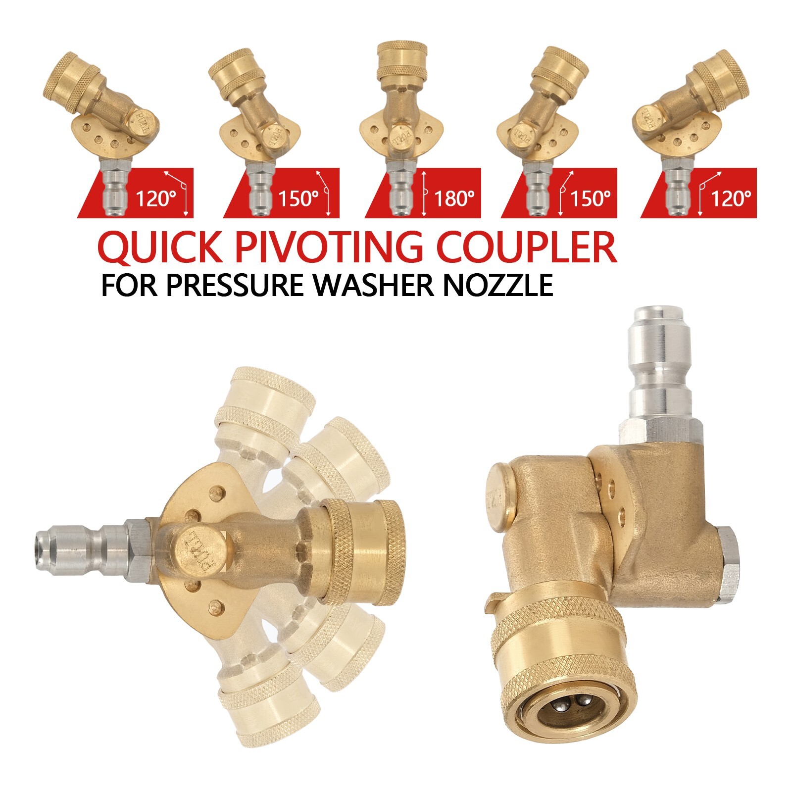 Pivoting Coupler for Pressure Washer Spray Nozzle, Gutter Cleaner Attachment for