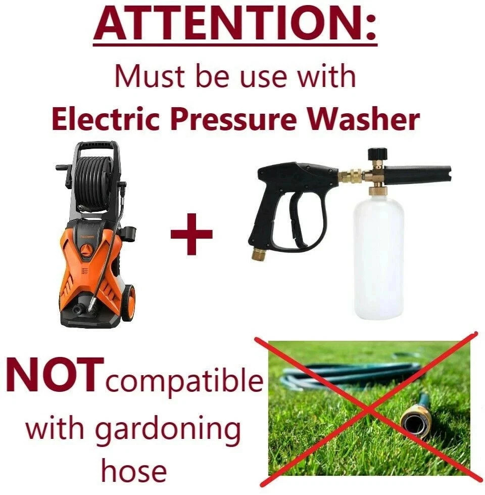 Pressure Washer Gun with Snow Foam Cannon, 1L Soap Bottle & Spray Jet Nozzle