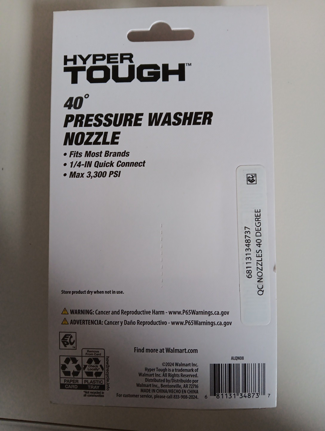 40-Degree Pressure Washer Nozzle 1/4″ Quick Connect