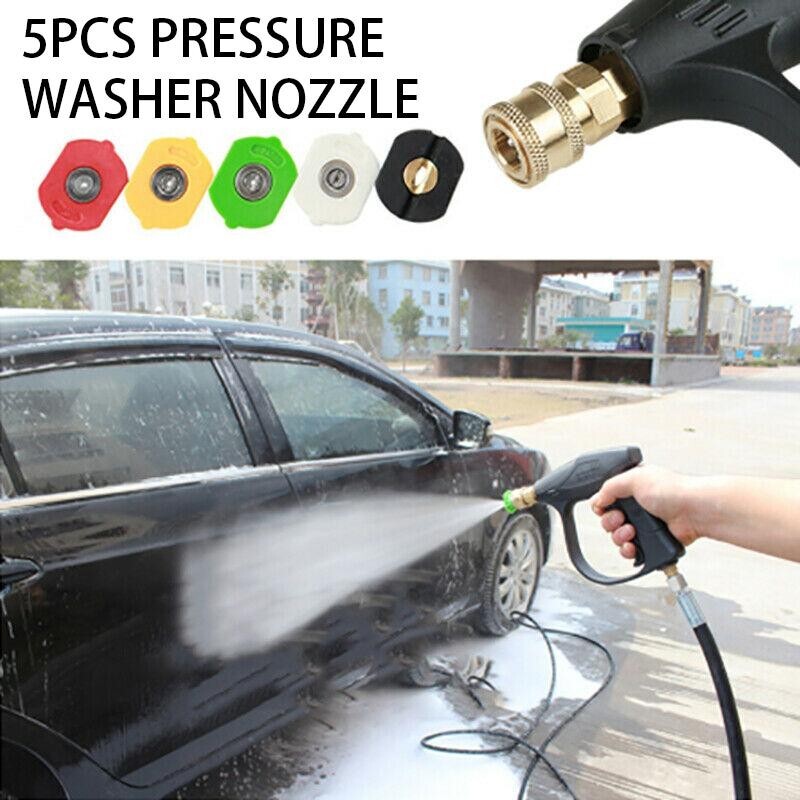 5Pcs Quick Connect 1/4″ Set Pressure Washer Spray Tips Nozzles High Power Kit