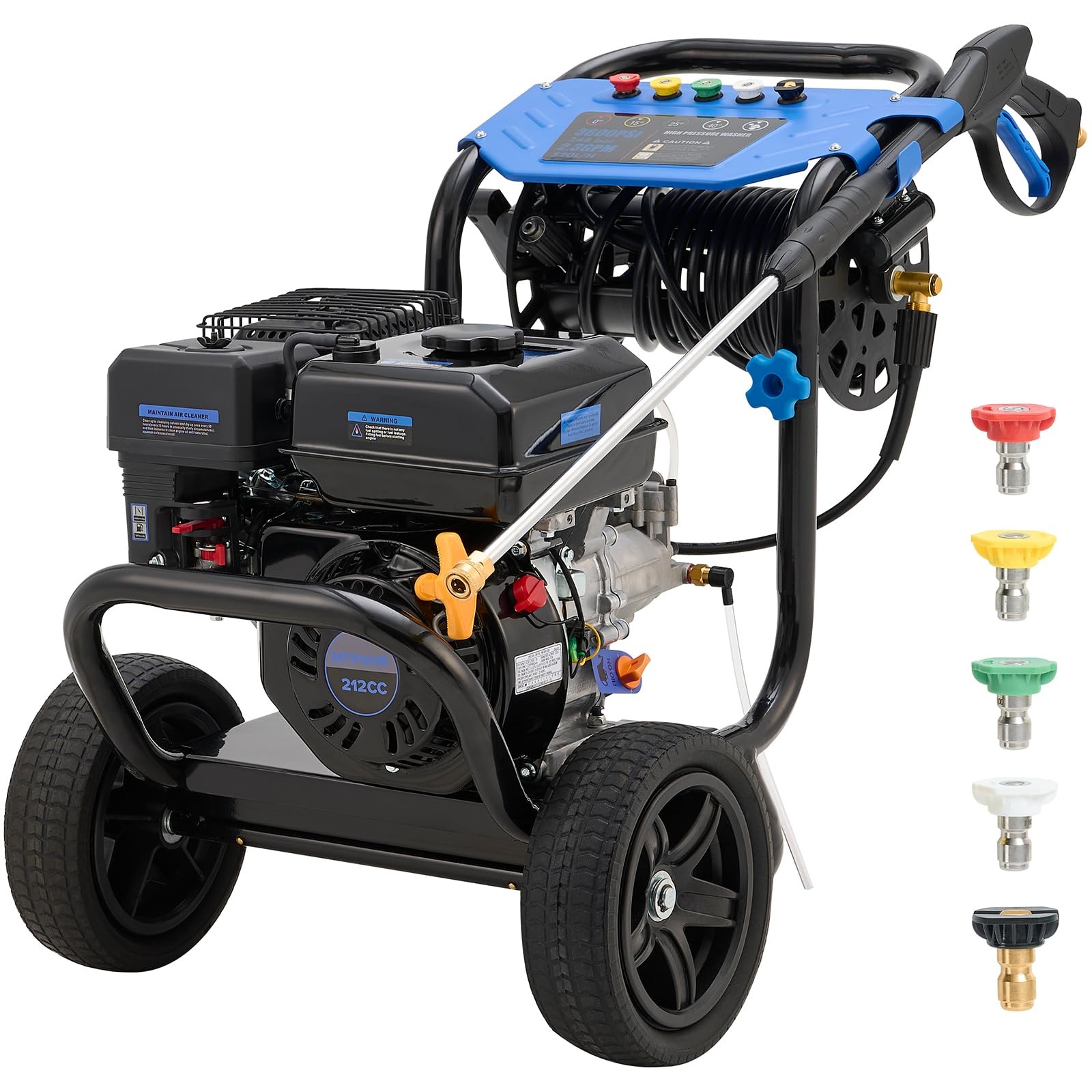 Cold Water Powered Gas Pressure Washer 3600 PSI 2.3 GPM with 30FT Hose&Hose Reel