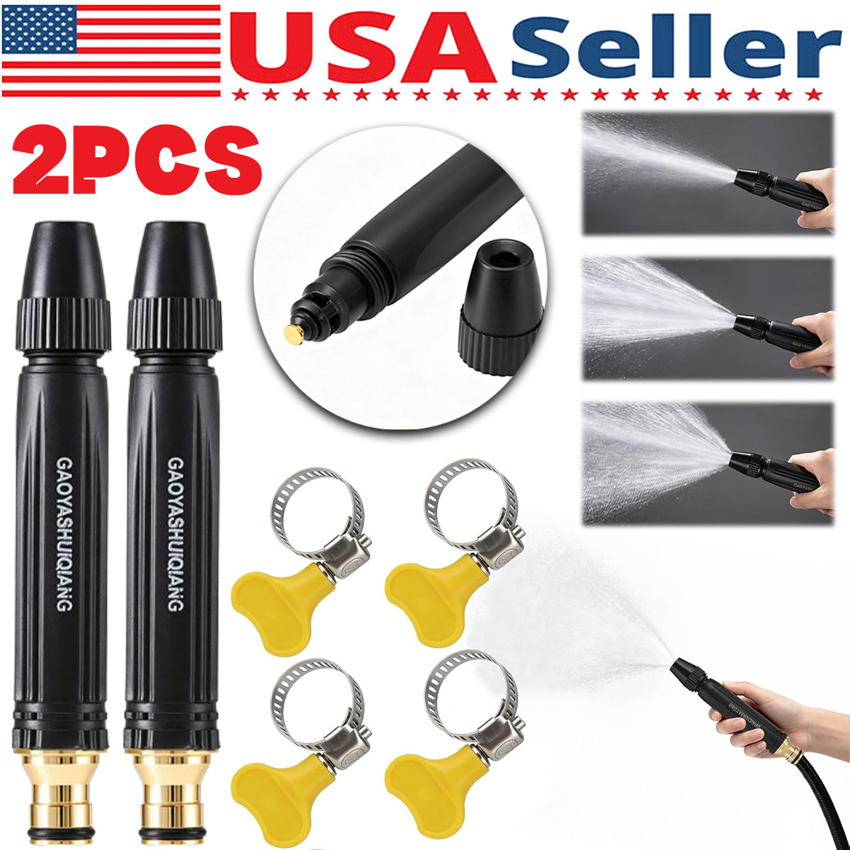 2XHigh Pressure Car Washer Jet Nozzle Water Gun w/Booster Nozzle for Car Washing
