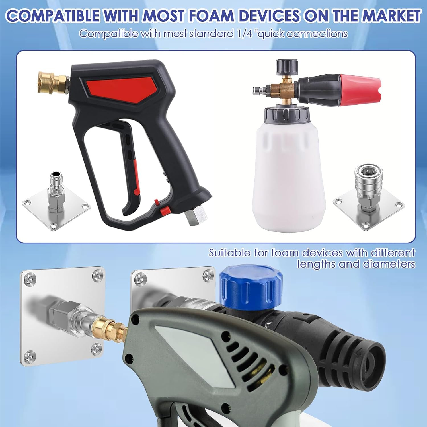 4 Pack Foam Cannon Holder Pressure Washer Holder 1/4 Inch Quick Connect