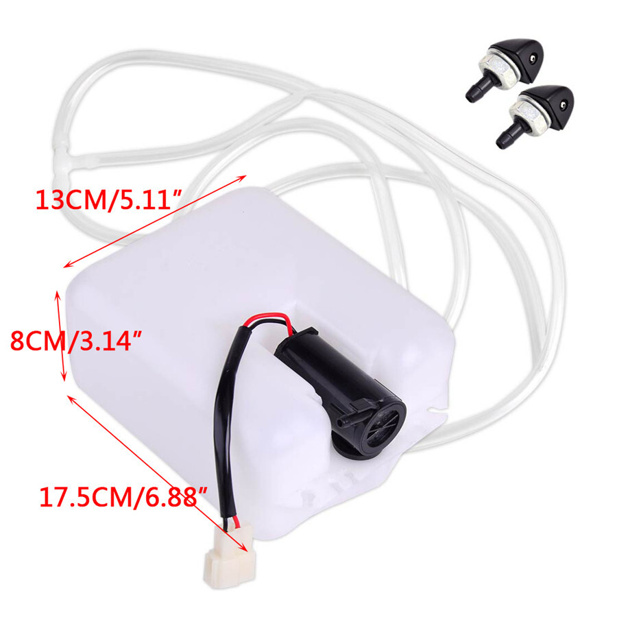 Car Windshield Washer Bottle Tank Pump Wiper System Reservoir Kit 12V Accessory