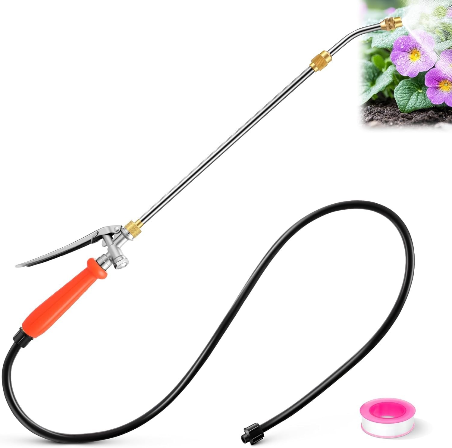 Retractable Stainless Steel Sprayer Wand with Hose and Locking Switch Function