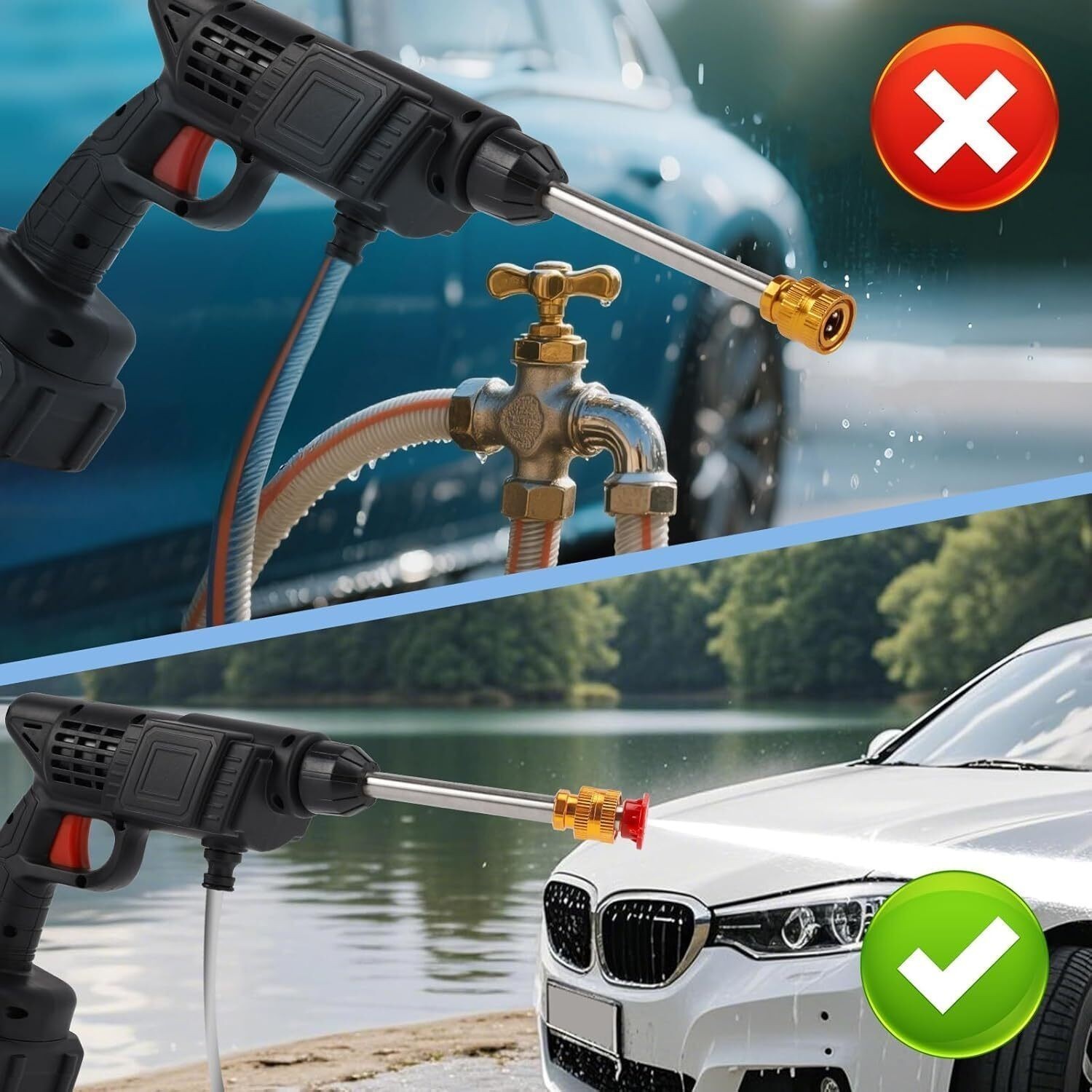 Cordless Electric High Pressure Water Spray Gun Car Washer Portable Cleaner Tool