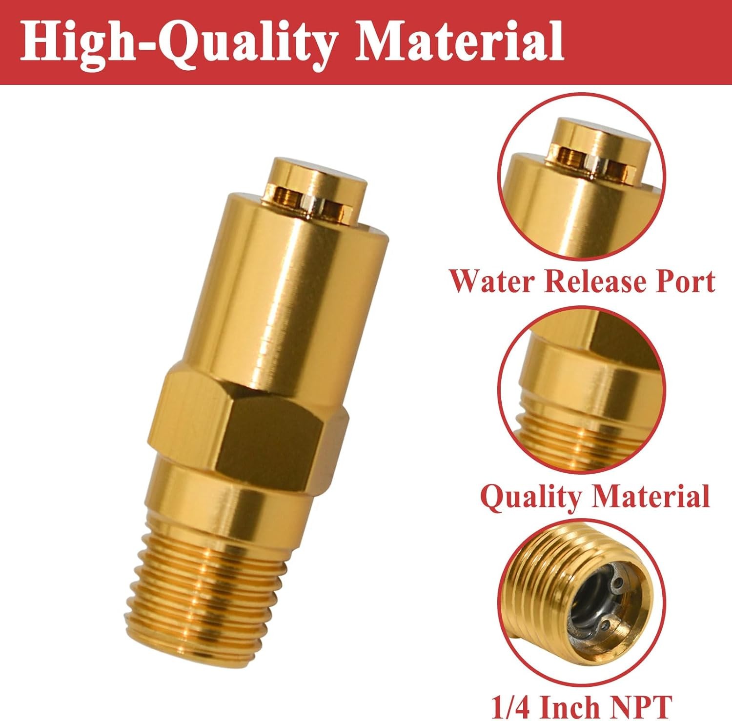 7101359 Thermal Relief Valve for Gas Powered Pressure Washer Pumps, 1/4 Inch NPT