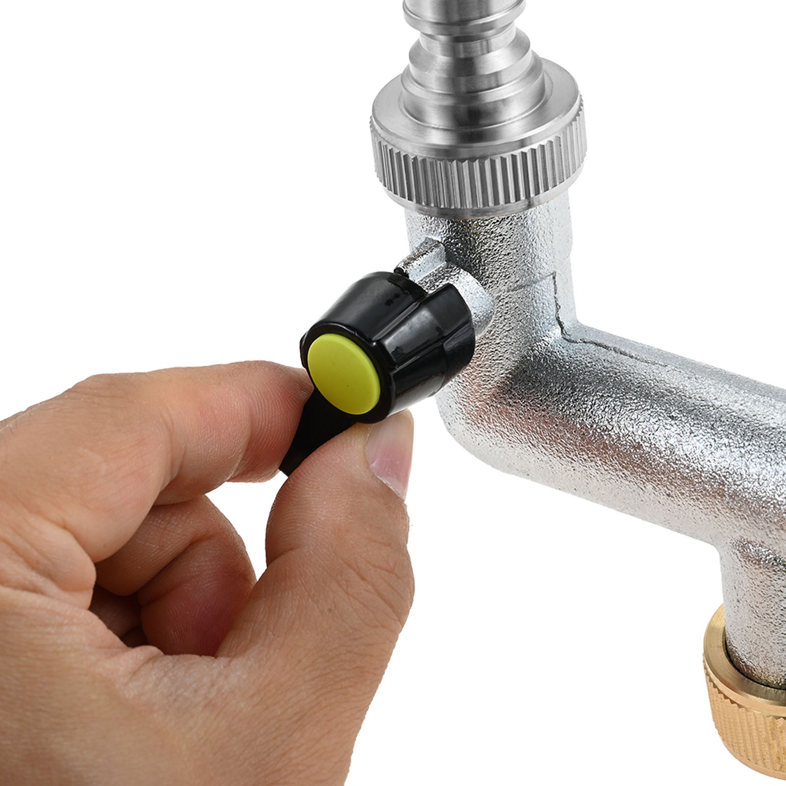 2-Way Tap Water Connection Distributor Kit Brass Parts 3/4″ with Shut-off Valve