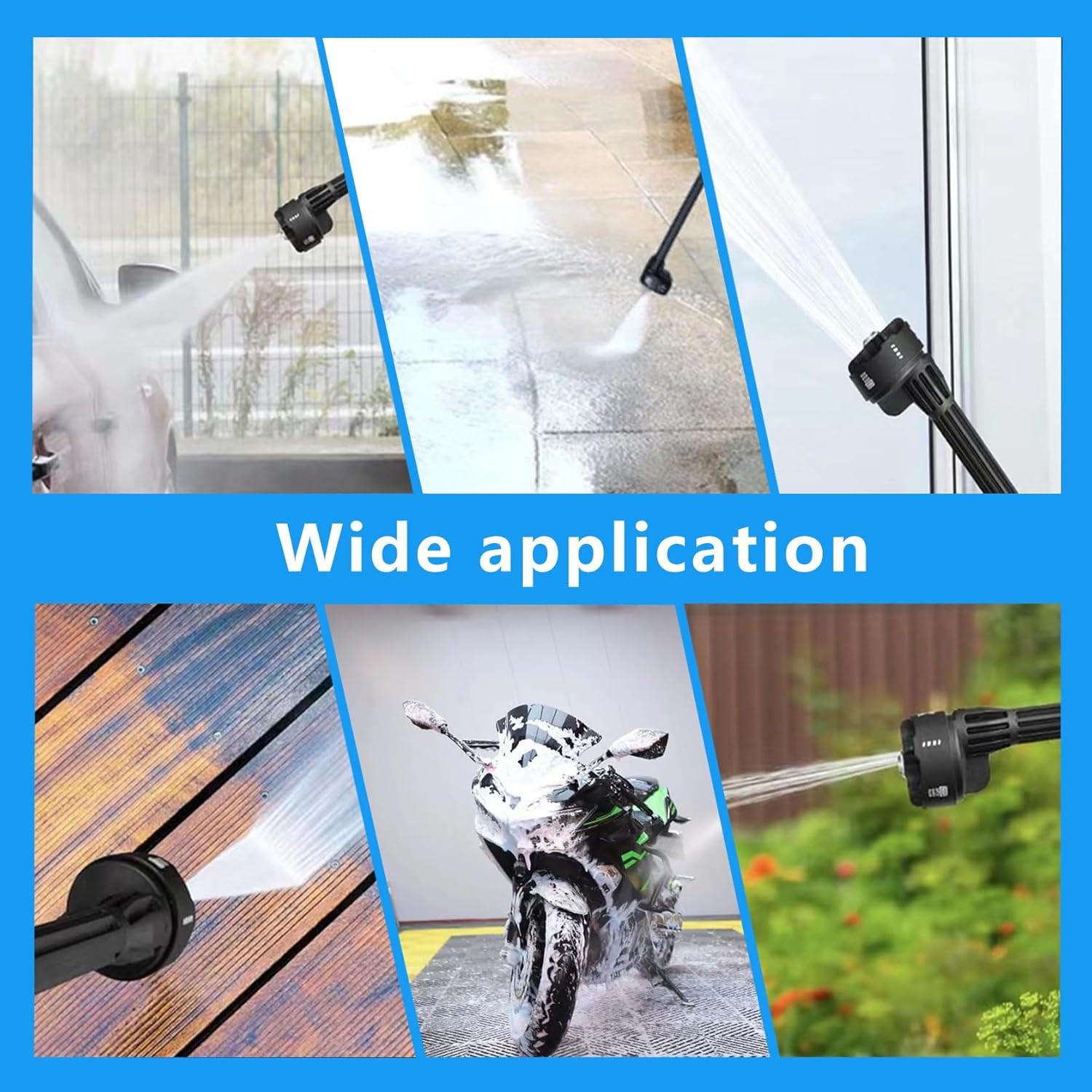 Portable Cordless Washer, Cordless Car Washer with 2 Batteries, 6 in 1 Nozzle, 5