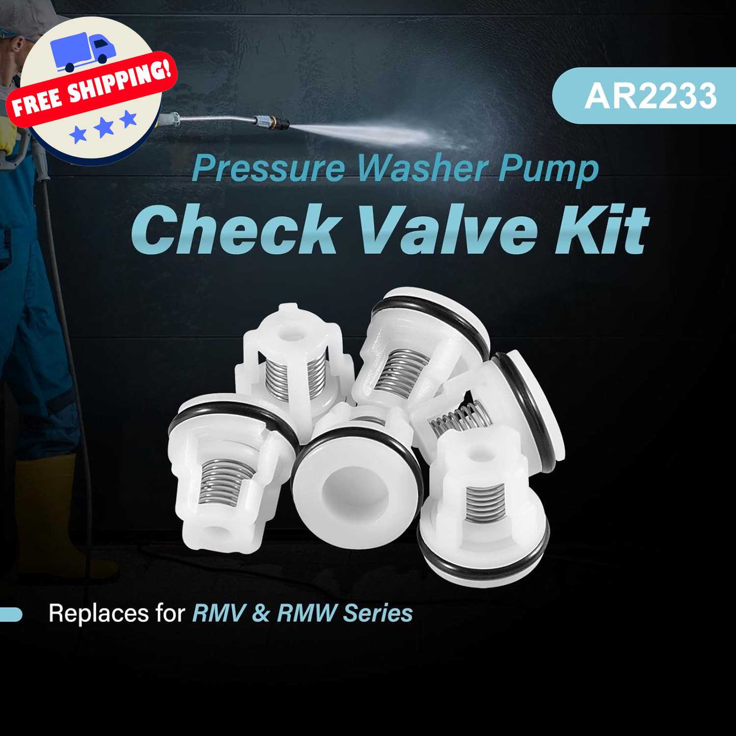 AR2233 Pressure Washer Pump Check Valve Kit Replace for RMW Series 70-0409 20034