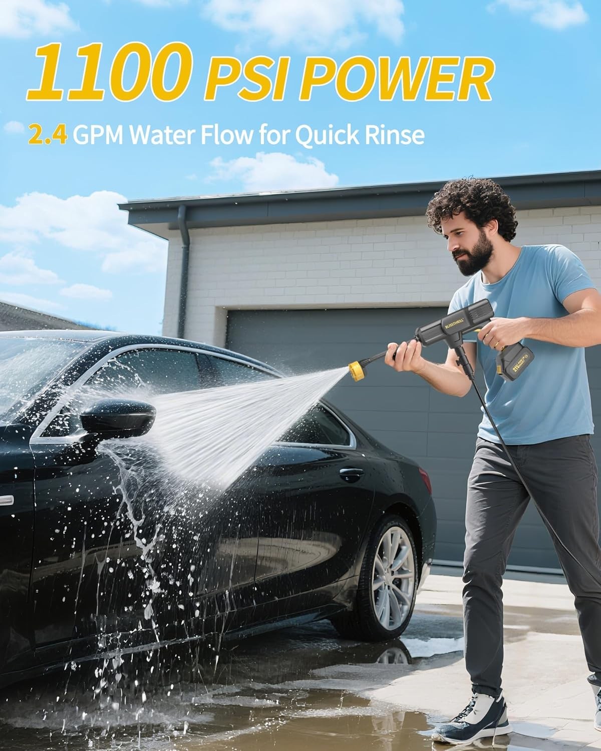 Handheld Battery Operated Washer, 1100 PSI Lightweight Mini Washer for Car,home