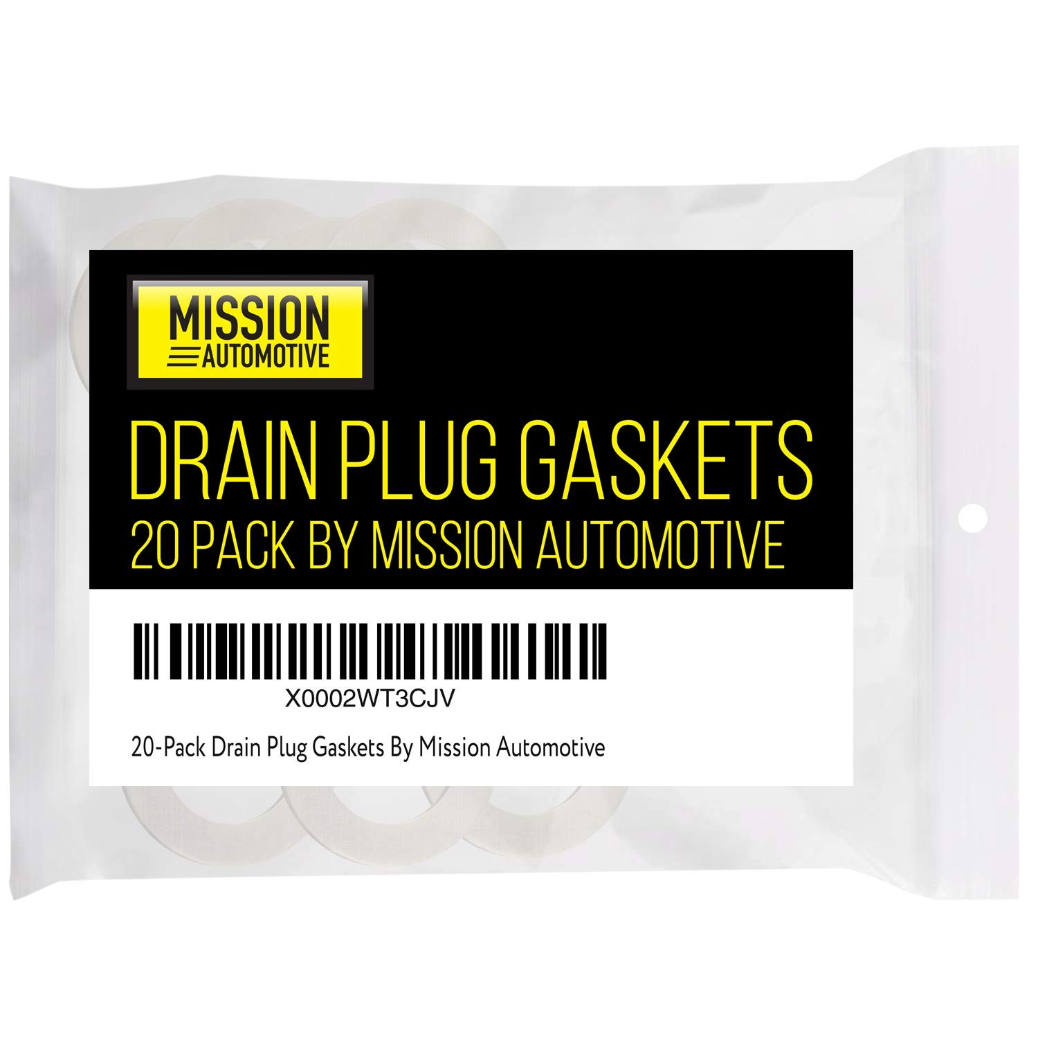 Mission Automotive 20-Pack Oil Drain Plug Crush Washer Kit – 1 inch, silver