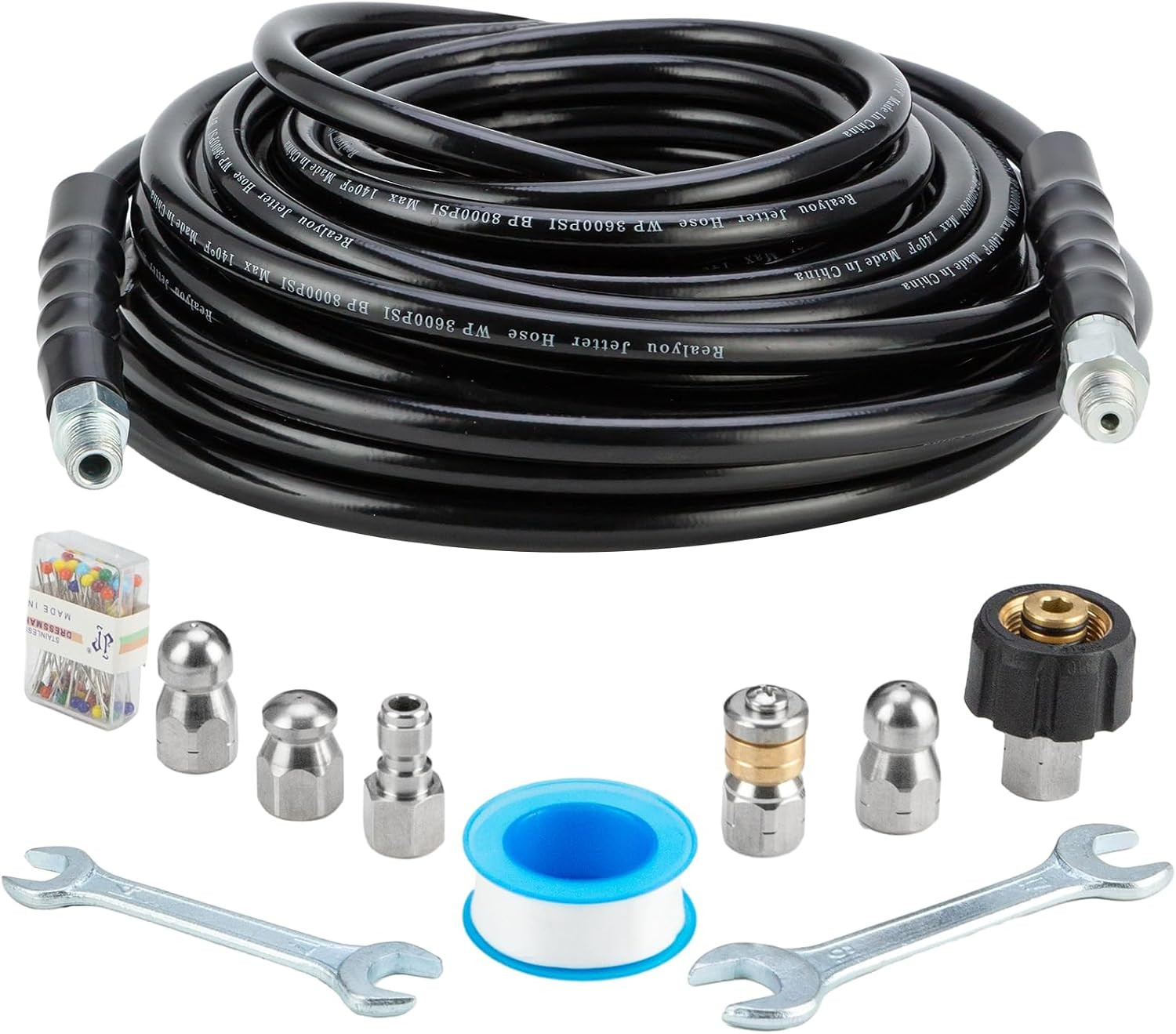 Sewer Jetter Kit 50FT for Pressure Washer, Pressure Washer Drain Jetter with 580