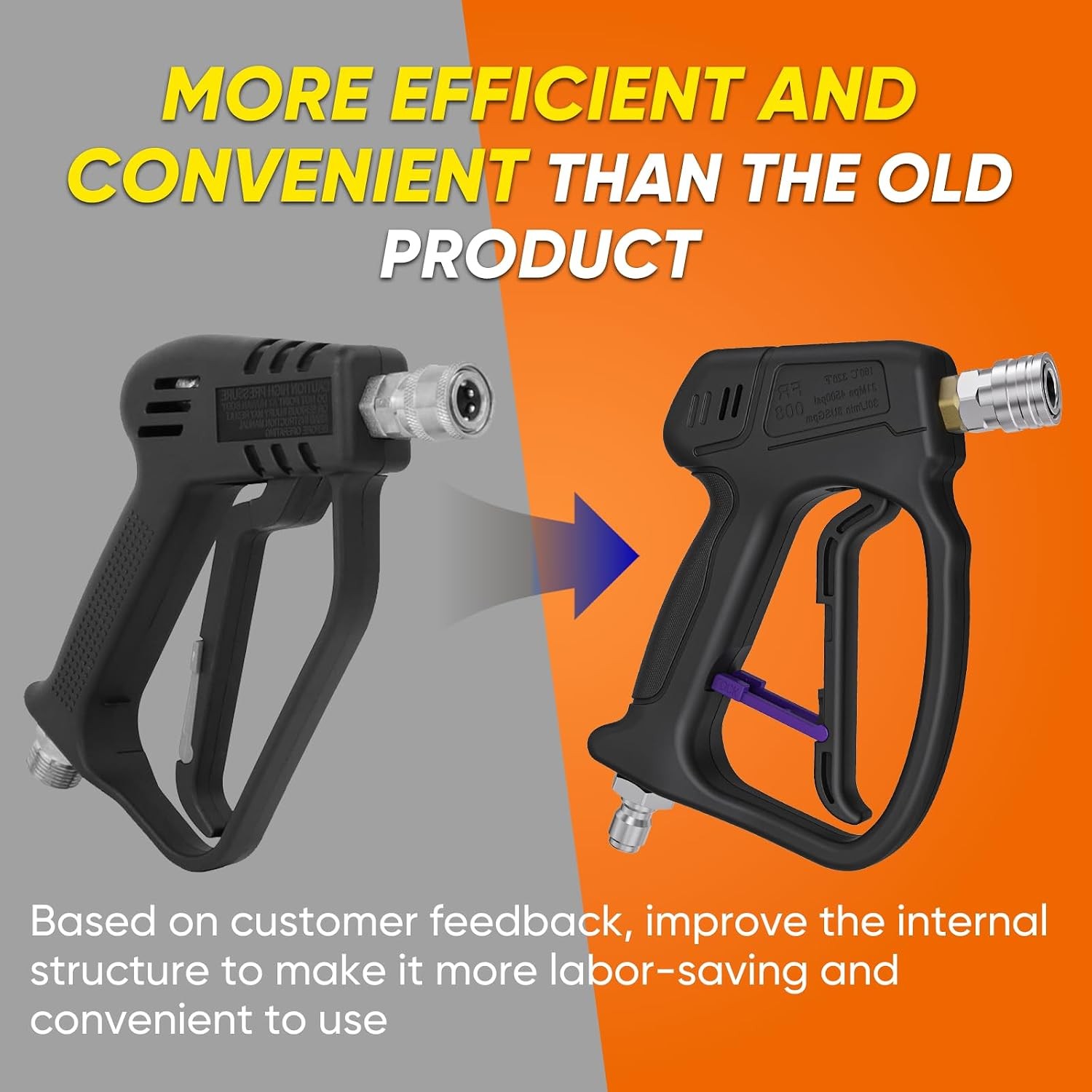 4500 PSI Short Pressure Washer Gun with Foam Cannon, 5 Nozzles, 1/4″ Quick Conne