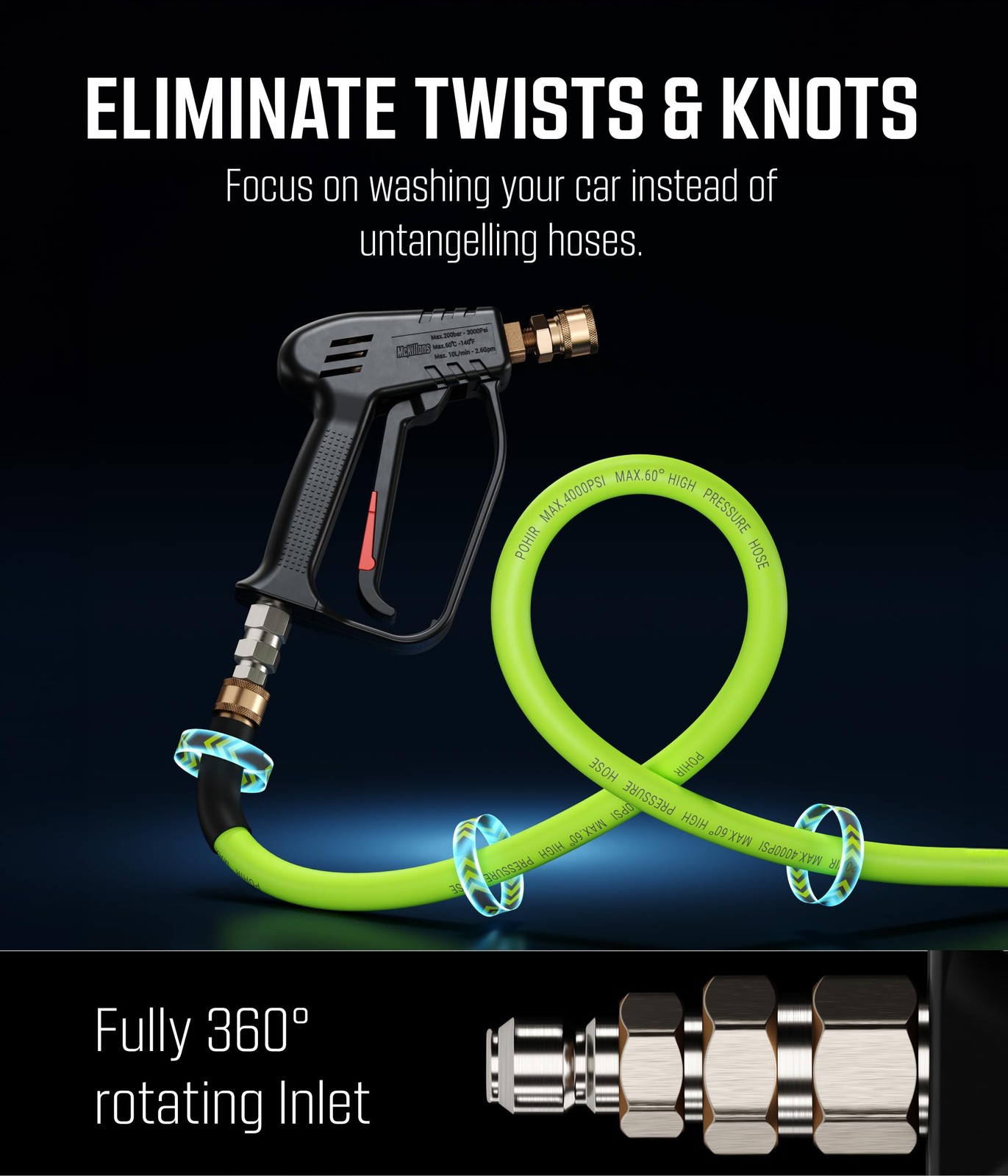 ® Short Pressure Washer Gun with Swivel – High Pressure Water Handle with 3/8…