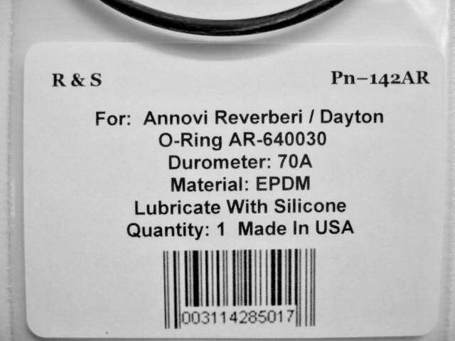 Annovi Reverberi / Dayton / AR-640030 O-Ring / R&S 142AR / FDA EPDM Material