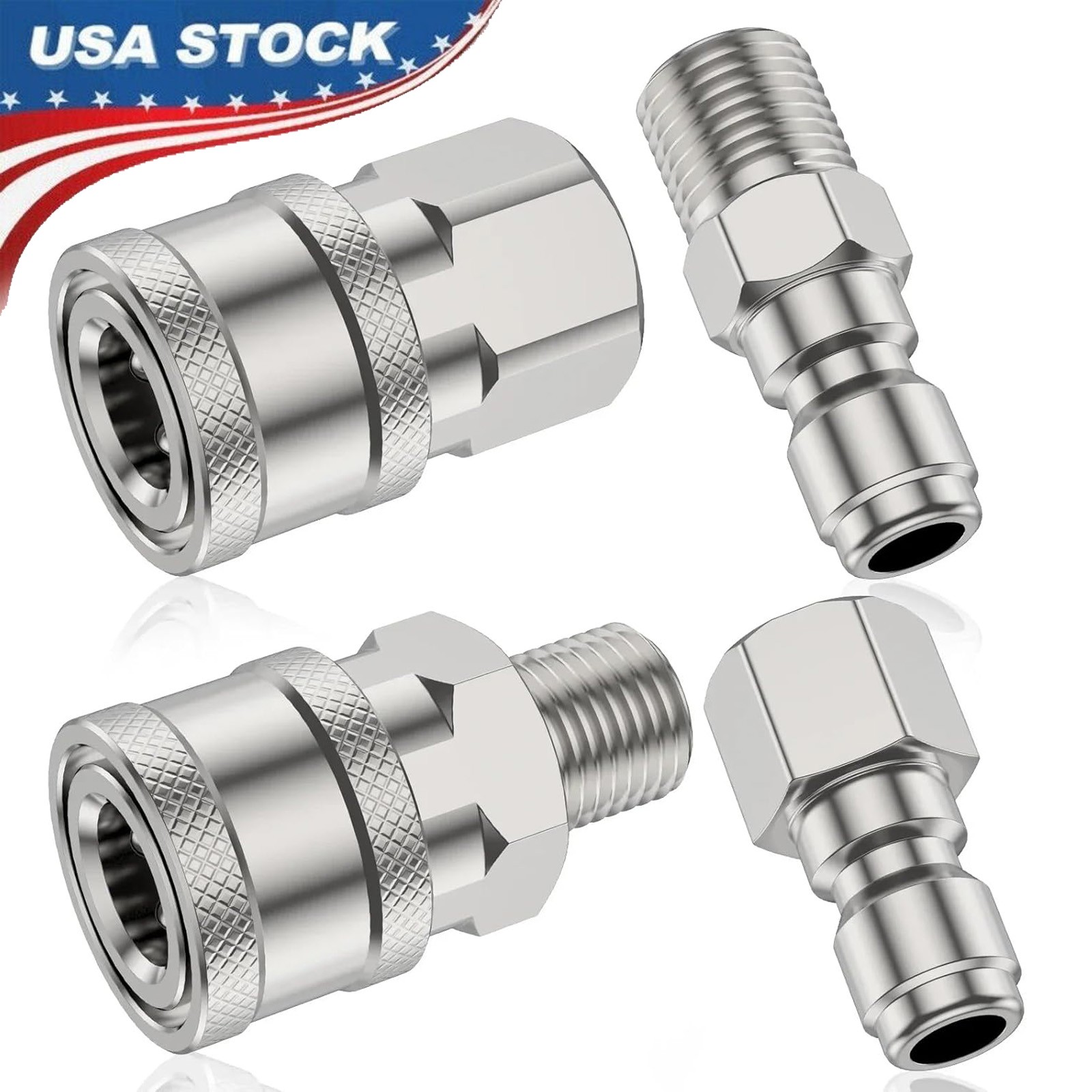 4Pcs NPT 1/4Inch Pressure Washer Adapter Stainless Steel Quick Connect Fitting