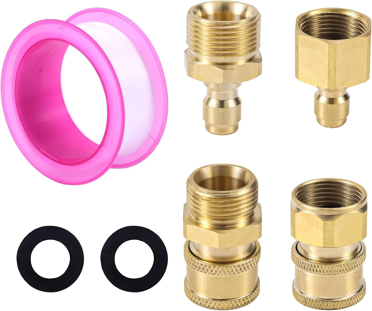 4pcs M22-14mm to 1/4in Pressure Washer Adapter, Quick Connect & Fast Disconne…