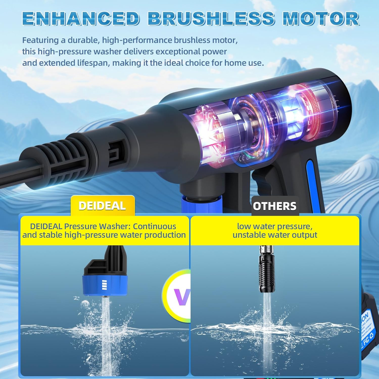 Cordless Portable Washer, 1280 PSI Portable Handheld Washer with Trigger-Control