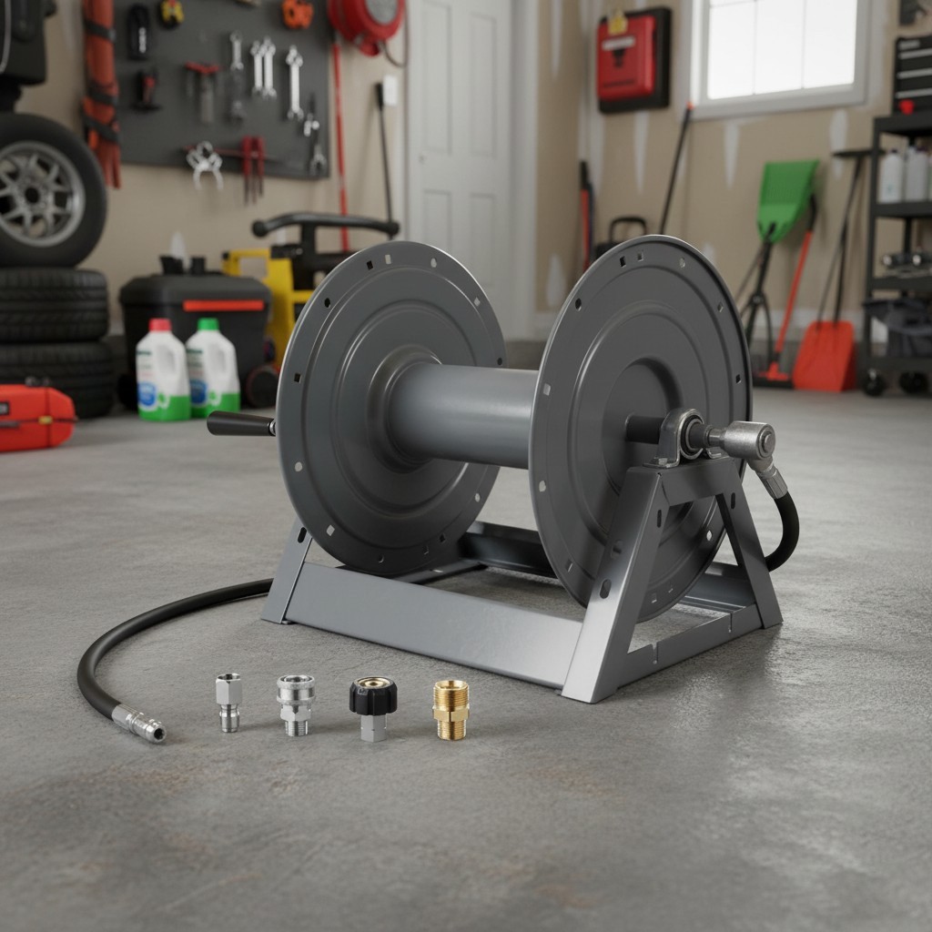 Durable 300FT Hose Reel for Pressure Washers – Fits Most Brands, Easy Install