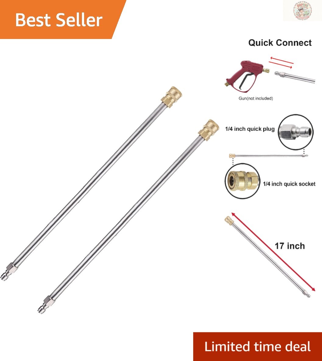 2-Pack 17-Inch Pressure Washer Extension Wands – Brass & Stainless Steel