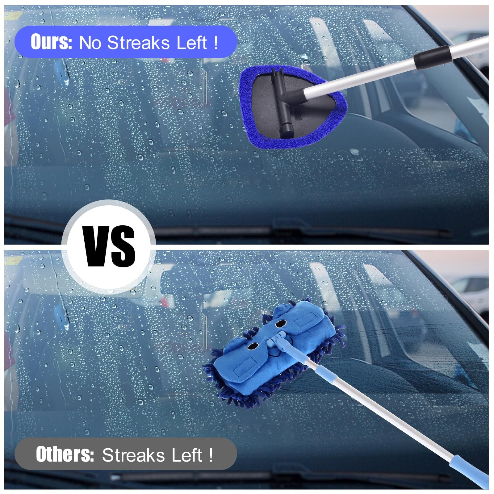 Windshield Cleaner, Car Cleaning Tool with 3 Reusable and Blue1