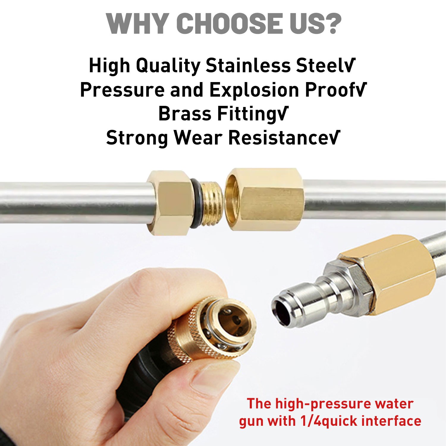 4000PSI High Pressure Washer Extension Wand Telescopic Lance with Spray Nozzle