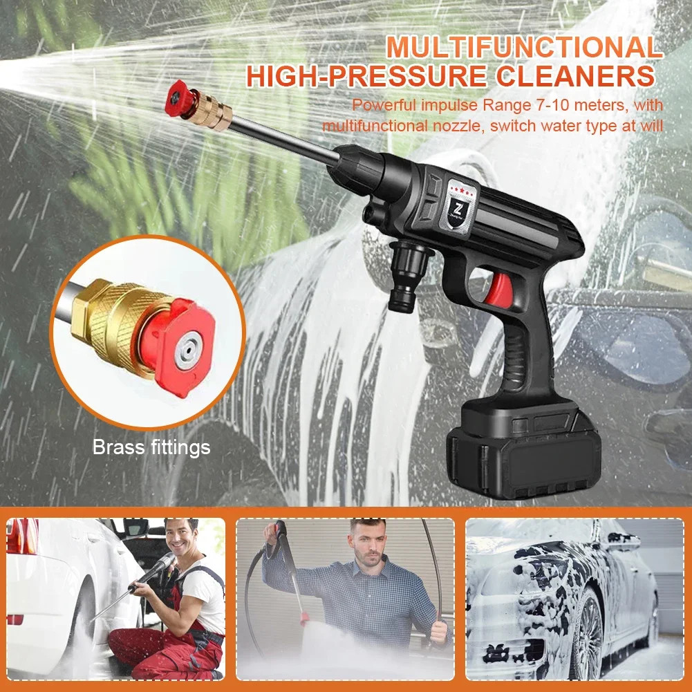 30Bar Cordless High Pressure Car Washer, Rechargeable 4000mAh Power Cleaner
