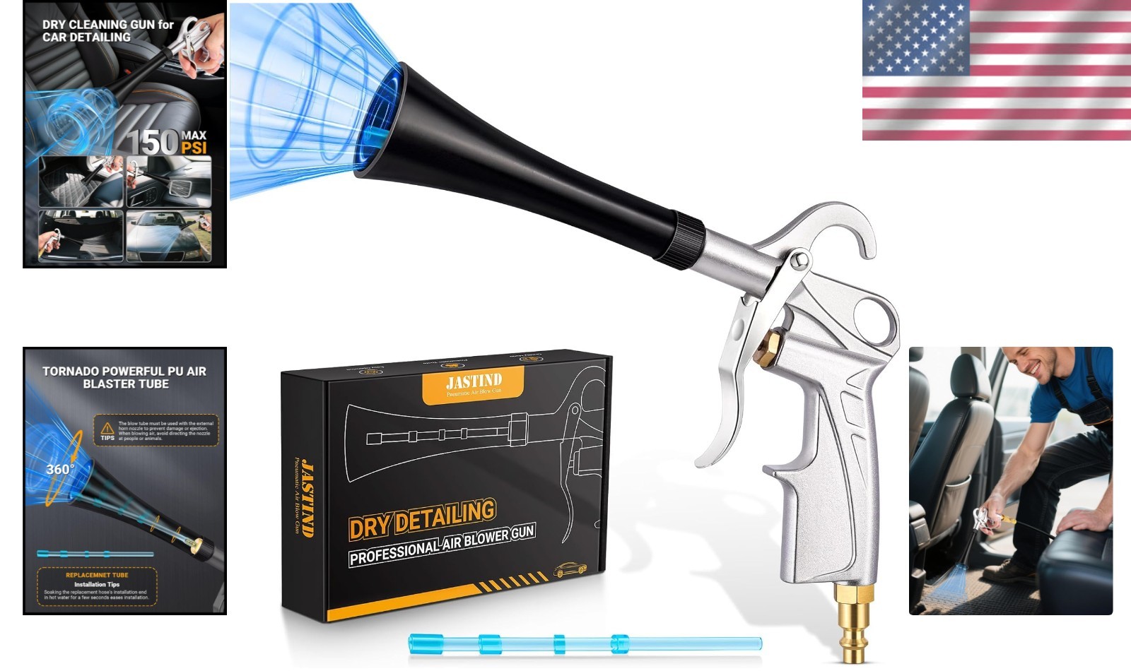 Tornado Detailing Car Cleaning Gun with Metal Nozzle | Interior Drying Air Gun |