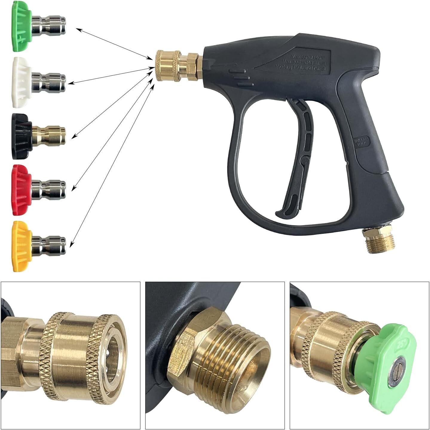 1/4″ Snow Foam Pressure Washer Gun Car Wash Soap Lance Cannon Spray Jet Bottle