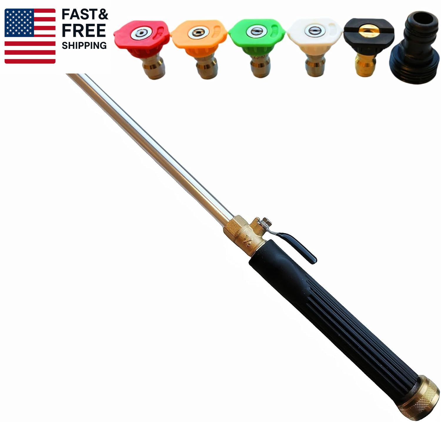 Upgraded Pressure Washer Wand, Brass Water Jet Nozzle for Garden Hose, Hydro H