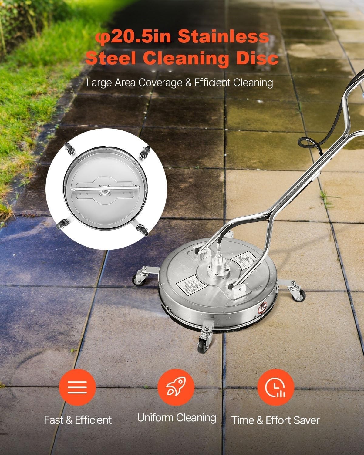 20 Inch Pressure Washer Surface Cleaner, 4000 PSI Stainless Steel Attachment …